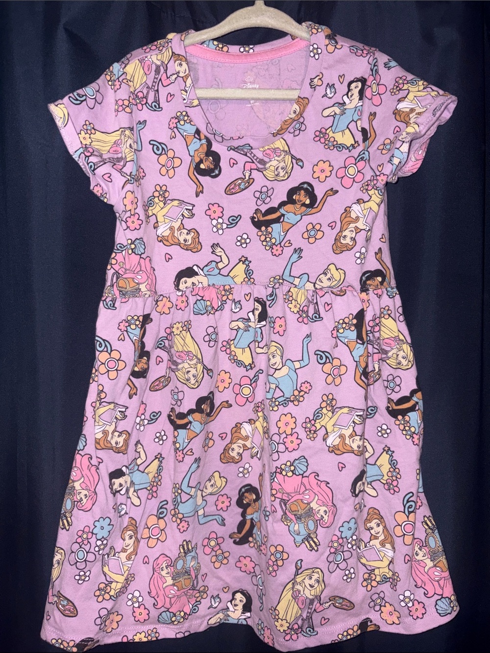 Disney Pink Princess Print Casual Kids Dress